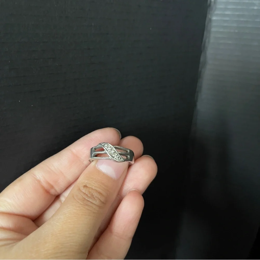 Sterling Silver Cz Bypass Size 6 Ring Signed 925 Tested